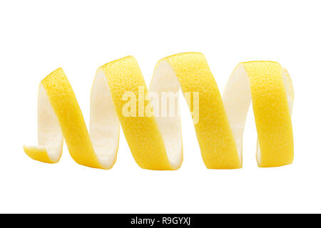 lemon peel, isolated on white background, clipping path, full depth of field