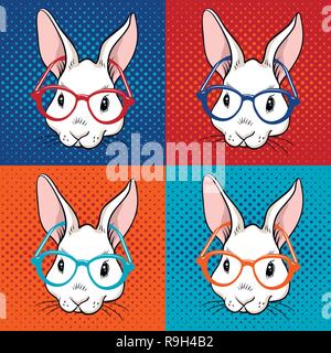 Rabbit pop art illustration Stock Vector