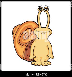Snail on white background. Snail icon. Snail art. Snail close up - vector. Hand drawn style doodle design illustration Stock Vector