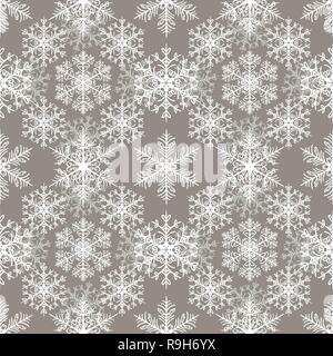 Seamless pattern with snowflakes abstract background. Light grey background Stock Vector