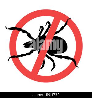 Mite parasites. Tick silhouette. Symbol parasite warning sign Stock Vector