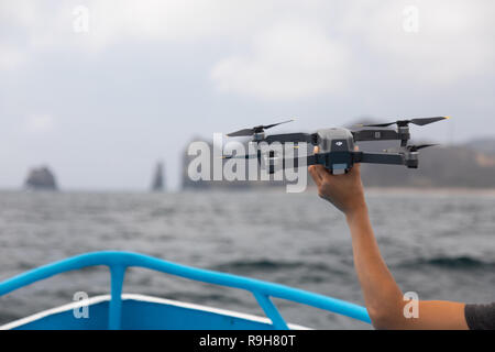 DJI Mavic Pro chasing chasing whales in Ecuador Stock Photo