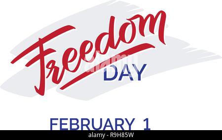 Freedom day hand-written text, typography, hand lettering, calligraphy. Hand writing of word Freedom for holiday postcard, greeting card, flyer, banne Stock Vector