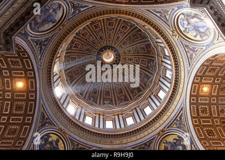 ROME, ITALY - OCTOBER 26: St Peter Dome in Vatican on OCTOBER 26, 2009. Dome in Saint Peters Cathedral in Vatican. Stock Photo