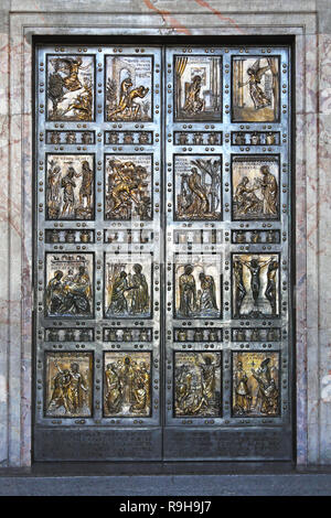 ROME, ITALY - OCTOBER 26: The Holy Door in Vatican on OCTOBER 26, 2009. The Holy Door at Saint Peters Cathedral in Vatican. Stock Photo