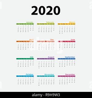 Calendar for 2020 Stock Vector Image & Art - Alamy