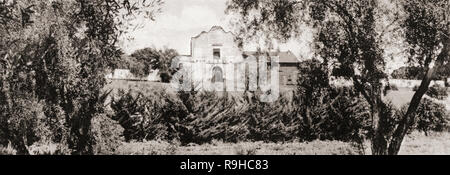 Mission Basilica San Diego de Alcalá, San Diego, California, United States of America, c. 1915.   The mission was founded on July 16, 1769, by Spanish friar Junípero Serra.  From Wonderful California, published 1915. Stock Photo