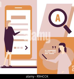Online library - flat design style conceptual colorful illustration Stock Vector