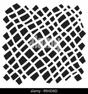 Modern handdrawn diagonal checkered pattern. Messy striped ornament with black hand painted strokes on white background. Stylish vector design for fab Stock Vector
