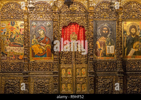 Interior of Church,  Berat Castle Old Town Orthodox Church Albania Stock Photo