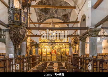 Interior of Church,  Berat Castle Old Town Orthodox Church Albania Stock Photo