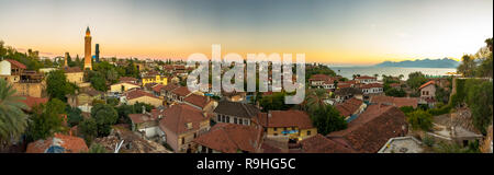 Antalya, Turkey - October 6, 2018: View of Antalya old town and Mediterranean sea Stock Photo