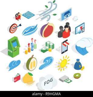Universal icons set, isometric style Stock Vector