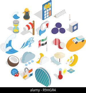 Education abroad icons set, isometric style Stock Vector