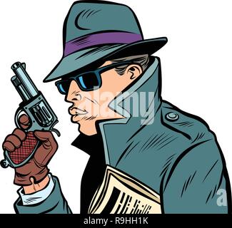 gun spy, secret agent Stock Vector