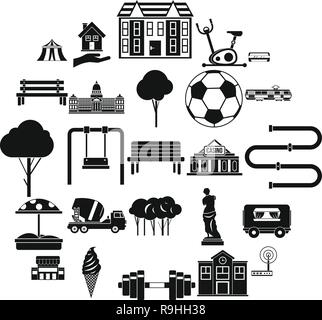 Borough icons set, simple style Stock Vector