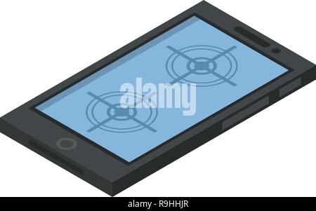 Smartphone control drone icon, isometric style Stock Vector