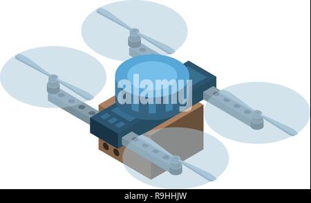Delivery drone icon, isometric style Stock Vector