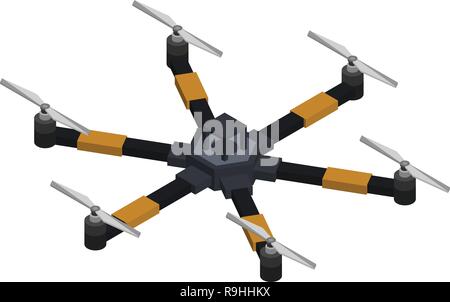 Six rotor drone icon, isometric style Stock Vector