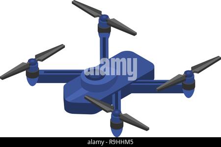 Blue drone icon, isometric style Stock Vector