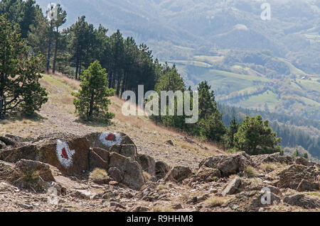 Mountaineering hiking path through Ozren mountain Stock Photo