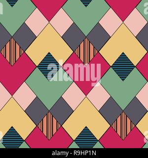 Abstract seamless back background consisting of multi-colored rhombuses and zigzags Stock Vector