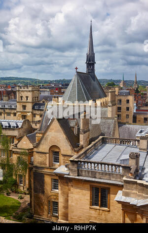 The Exeter college chapel as seen from the cupola of Sheldonian Theatre. Oxford. England . Oxford University. Oxford. England Stock Photo