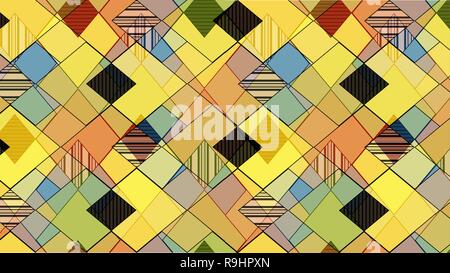 Abstract background consisting of multi-colored rhombuses and zigzags Stock Vector