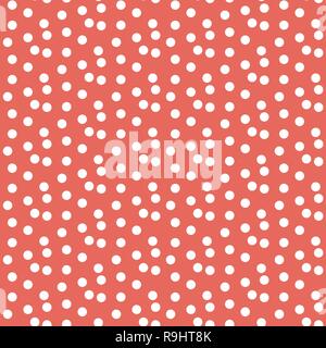 Red pastel color background scattered dots seamless pattern. Vector illustration. Stock Vector