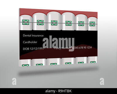 Here is a dental insurance ID card with teeth and braces in the design ...