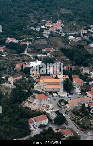 Aerial shot of a small village in Croatia Stock Photo