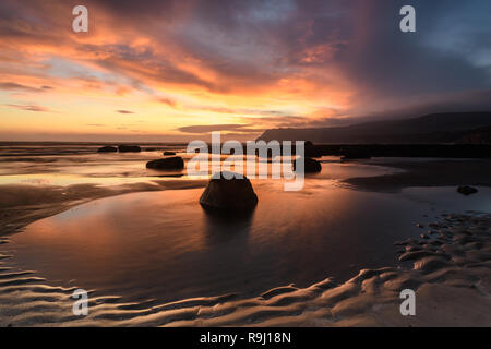 Coastal Sunrise at Robin Hoods Bay Stock Photo