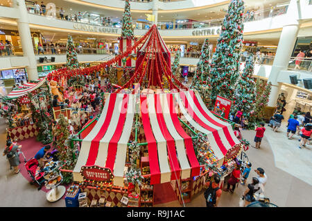 Kuala Lumpur,Malaysia - December 25,2018 : Circus Christmas decoration in Mid Valley Megamall. People can seen exploring and shopping around it. Stock Photo