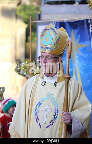 The Archbishop of Canterbury Justin Welby arrives for the Christmas Day service at Canterbury Cathedral. Stock Photo