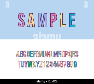 Vector of modern alphabet letters and numbers. Latin letters from A to Z and numbers from 0 to 9 Stock Vector