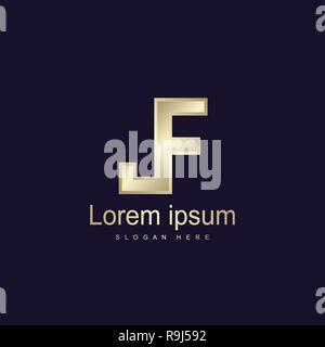 Initial Letter JF Logo Template Vector Design Stock Vector