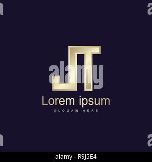Initial Letter JT Logo Template Vector Design Stock Vector