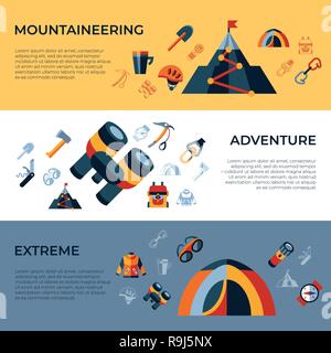 Digital vector mountaineering technology icons set infographics Stock Vector