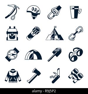 Digital vector mountaineering technology icons set infographics Stock Vector