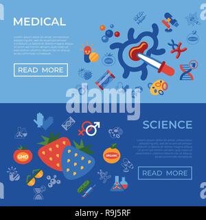 Digital vector genetic engineering gmo technology icons set infographics Stock Vector