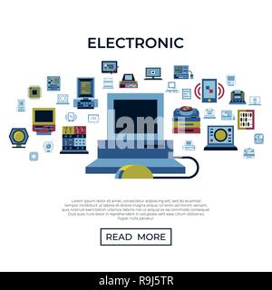 Digital vector personal computer timeline technology icons set infographics Stock Vector