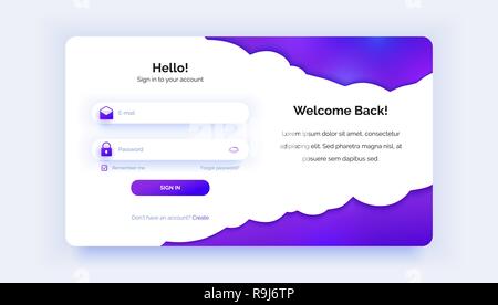 The login page. Purple gradient. Sign in form. Stock Vector