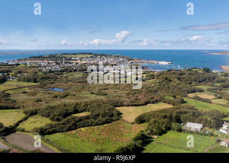 Aerial view of St. Mary's island, Isles of Scilly, England, United ...