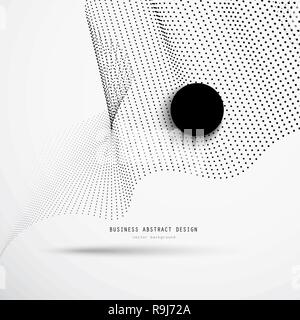 Abstract 3d business background of black dots halftone with a large black circle and an example header. Stock Vector