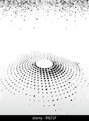 Abstract business background of black dots halftone top and 3D circular halftone design circle of black dots on a circle Stock Vector
