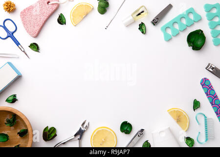 Top view of manicure and pedicure tools Stock Photo