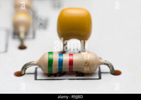 Resistor on Circuit Board close up. electronic hardware Stock Photo