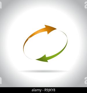 orange and green round thin arrows icon, vector illustration Stock Vector