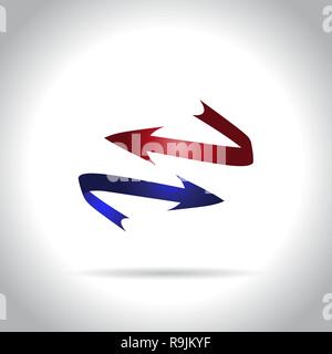 Blue and red round arrows icon, vector illustration Stock Vector
