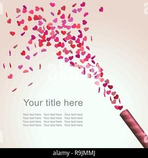 Abstract Bright Valentine's Day Background with colorful heart confetti, vector illustration Stock Vector